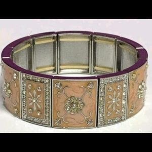 Vintage Mary Kay Midcentury Pink and Rhinestone Stretch Bracelet